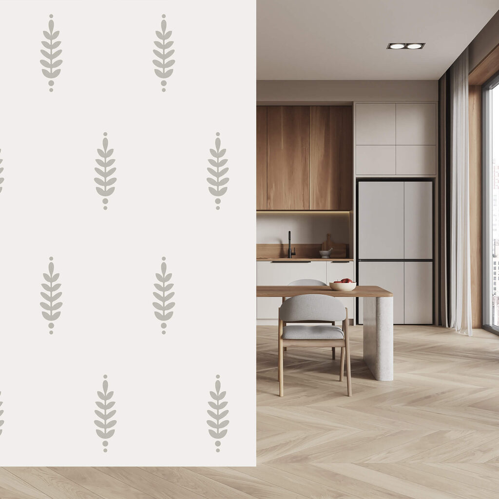 Pattern of leaves on a white background